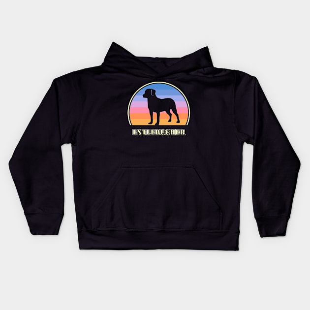 Entlebucher Mountain Dog Vintage Sunset Dog Kids Hoodie by millersye